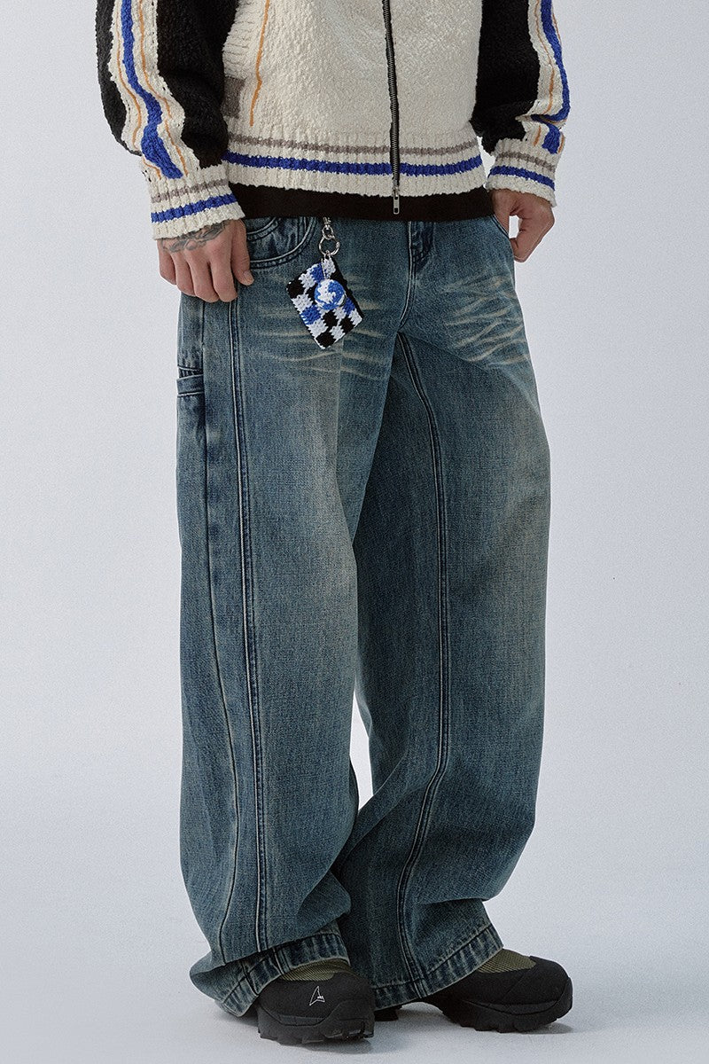 Washed Double Waist Jeans