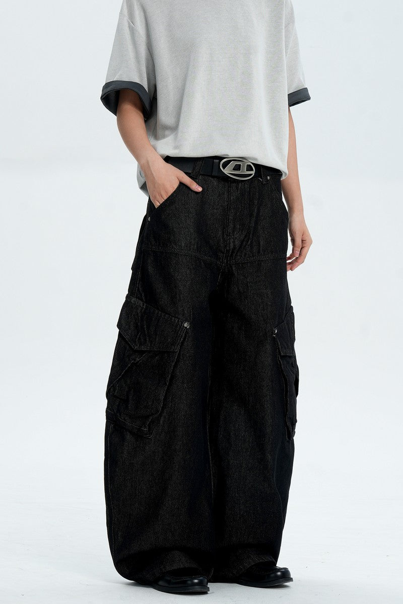 Black Multi Pocket Work Jeans