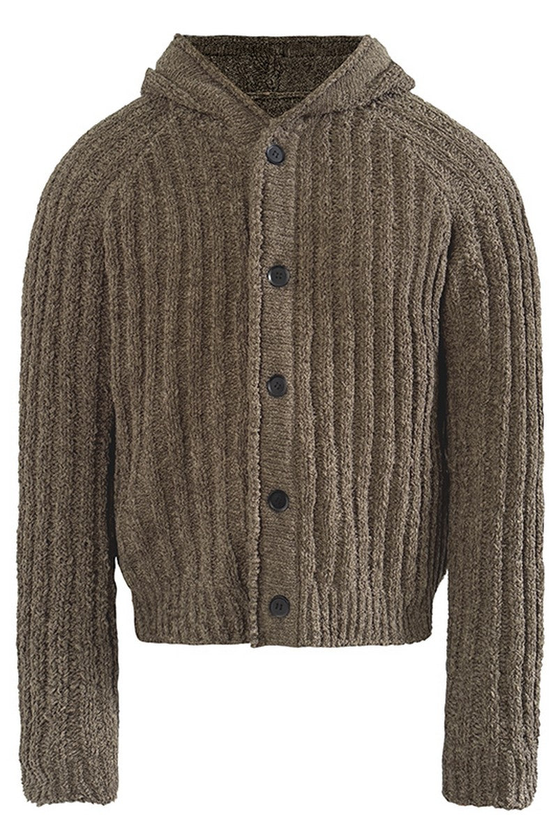 Ribbed Knit Hooded Sweater