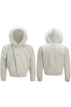 Colorblock Faux Mink Hooded Jacket