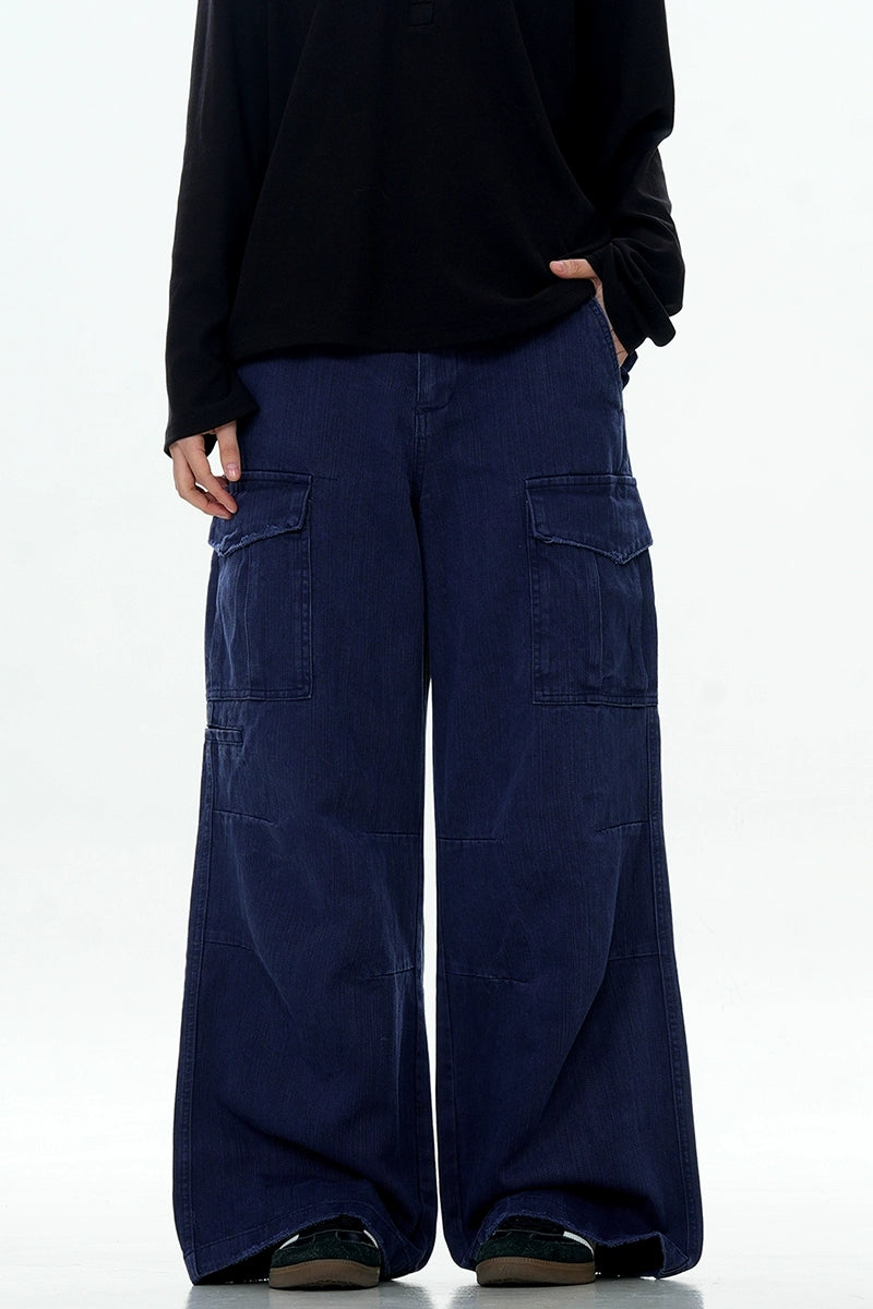 Textured Multi-Pocket Cargo Pants