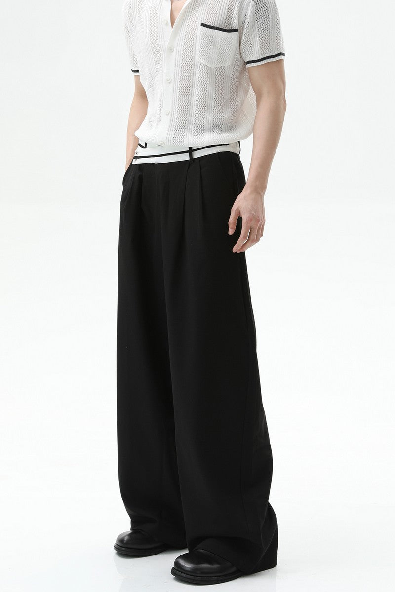 Asymmetrical Waist Pleated Trousers