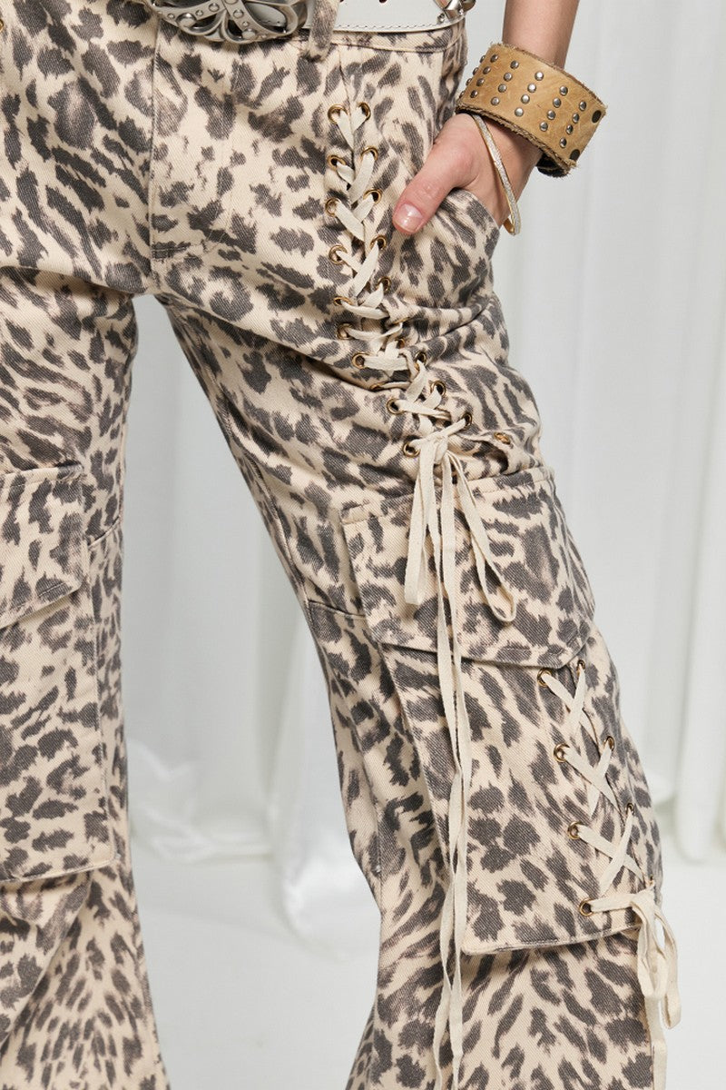 Leopard Pocket Cargo Pants