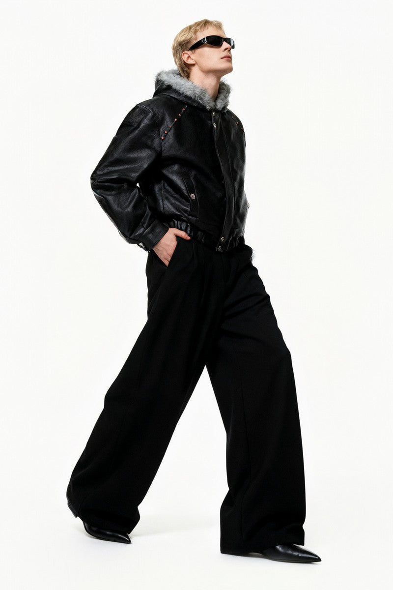 Fur Hood Padded Biker Jacket