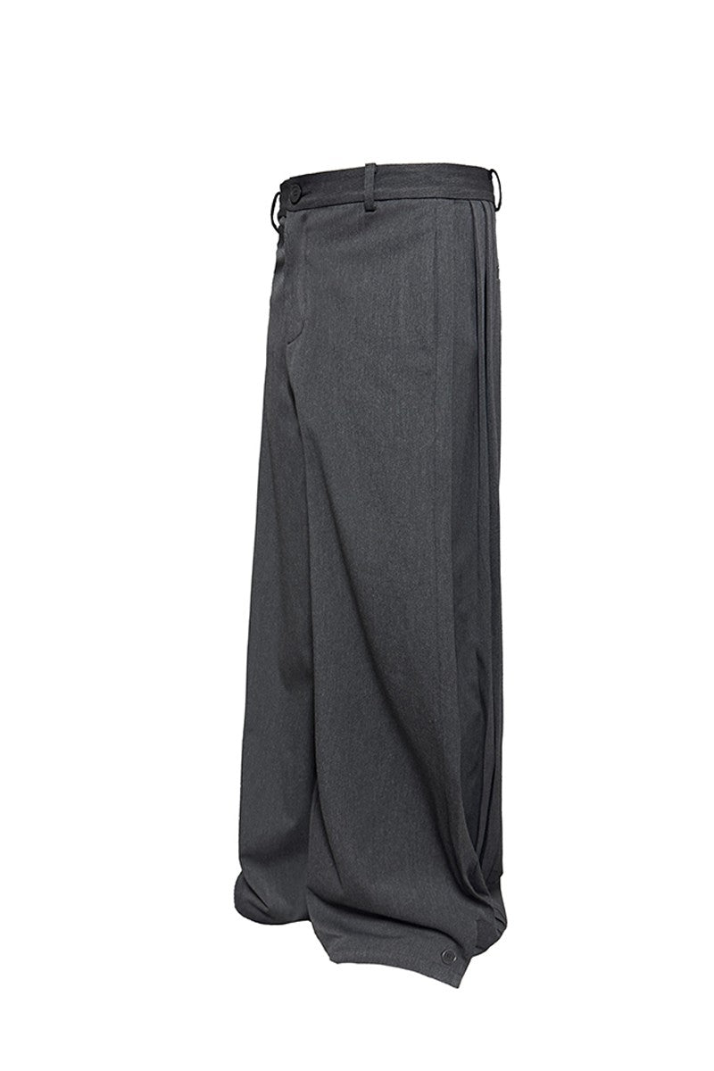 Side Pleated Wide Leg Trousers
