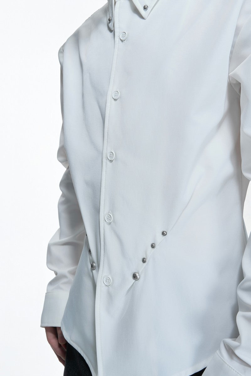 Studded Waist Pleated Shirt