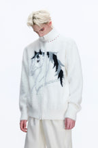 Jungle Knit High Neck Cardigan