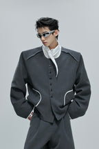 Colorblock Gem Button Tweed Jacket