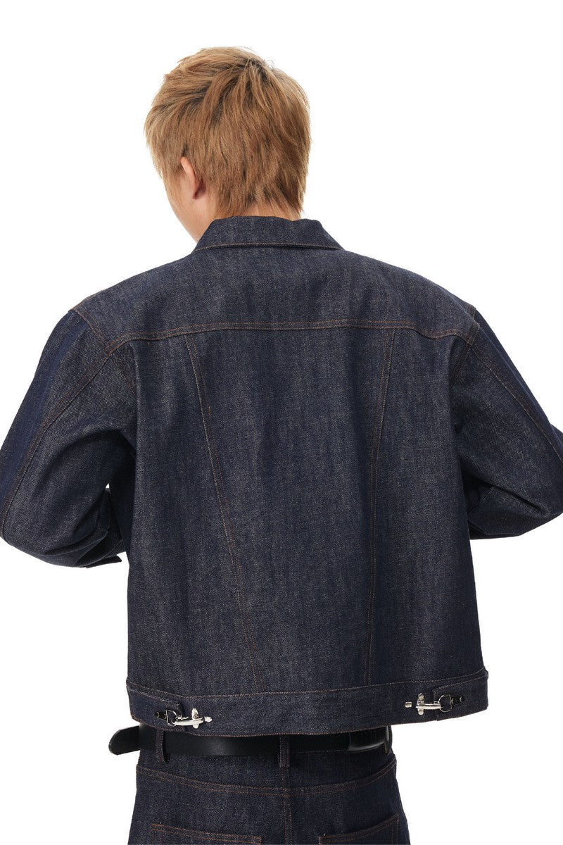 Twisted Seam Raw Denim Jacket