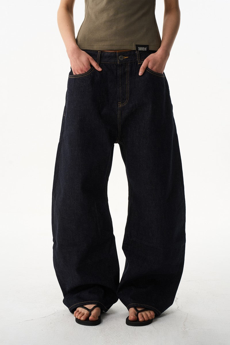 Raw Denim Barrel Jeans