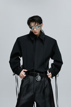 Detachable Bow Lace Trim Blouse