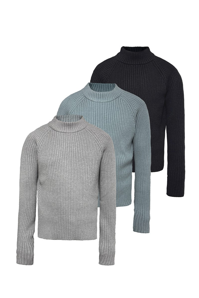 Ribbed Raglan Knit Sweater