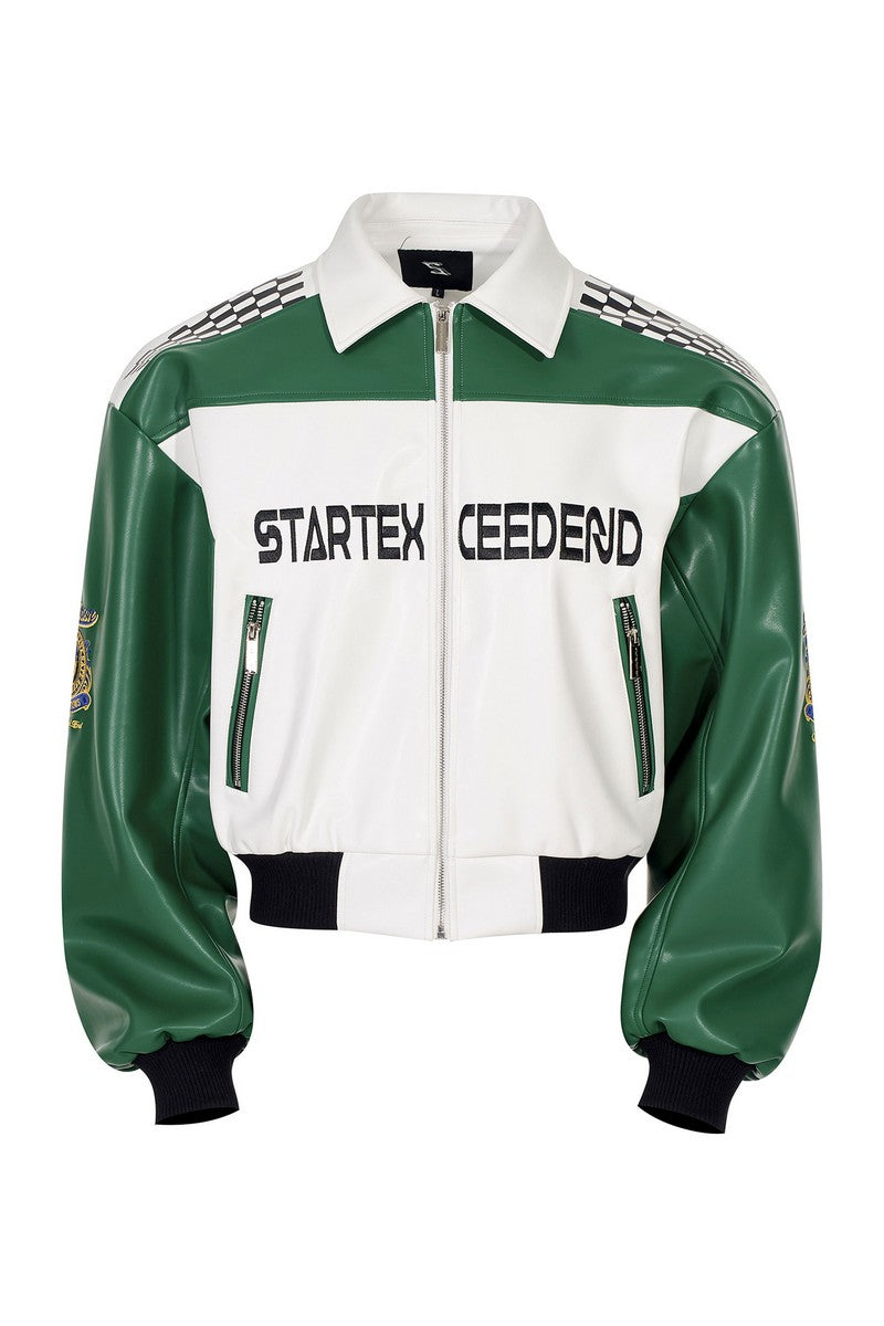 Embroidered Badge Moto Jacket