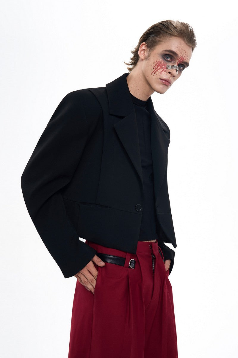 Embroidered Leather Patch Blazer