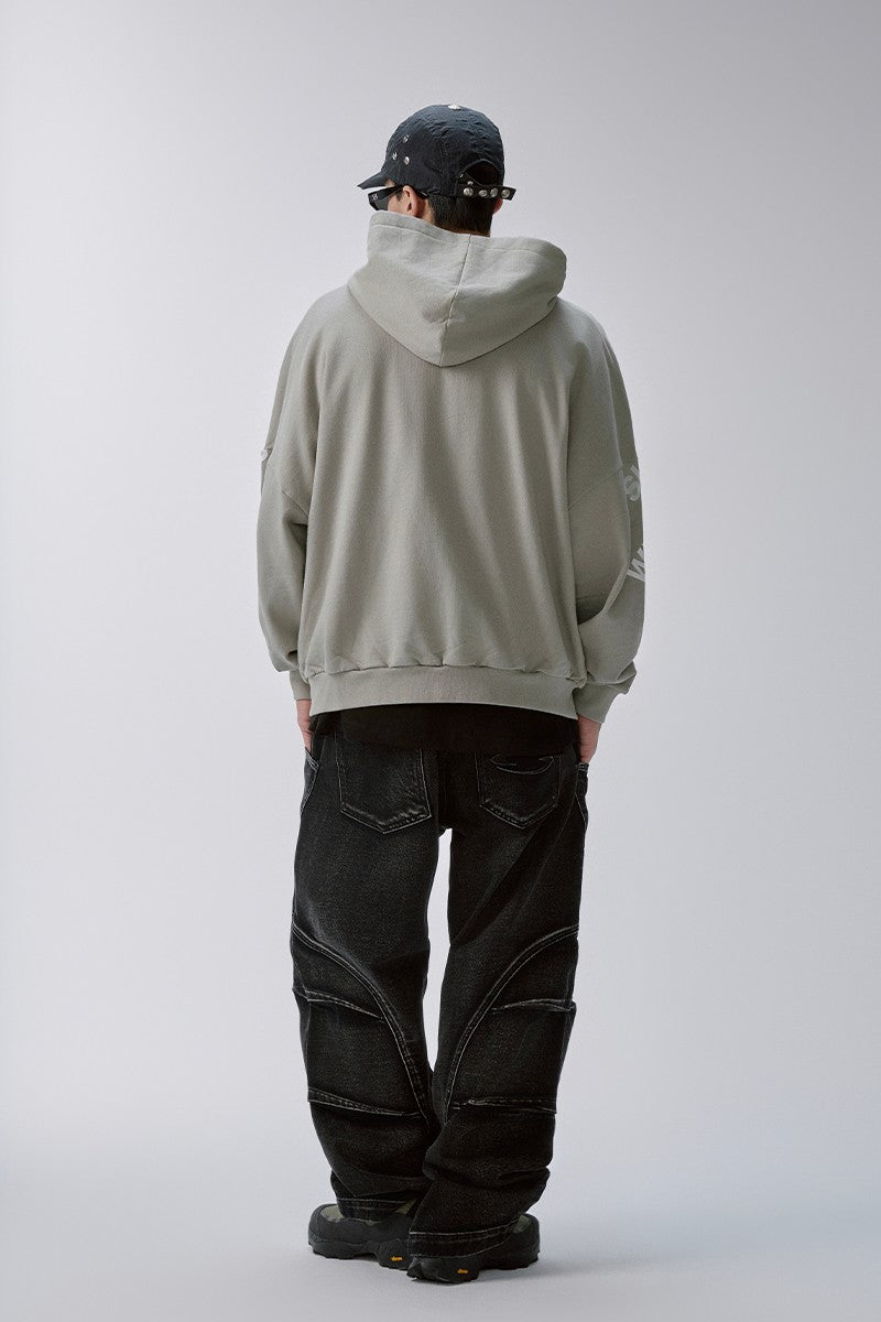 Embroidered Zip Up Heavyweight Hoodie