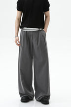 Asymmetrical Waist Pleated Trousers