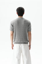 Cable Knit Polo Short Sleeve Tee