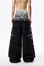 Leopard Patch Double Waist Jeans
