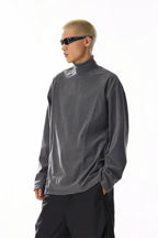 Grey Mock Neck Fleece Tee