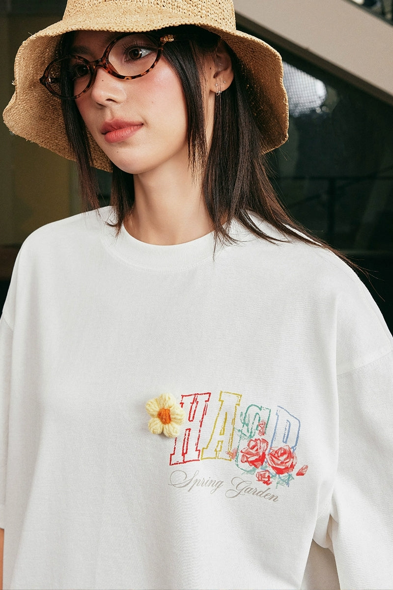Handrawn Crayon Flower Loose Tee – Copping Zone