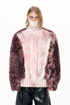 Leopard Fur Trim Knit Sweater