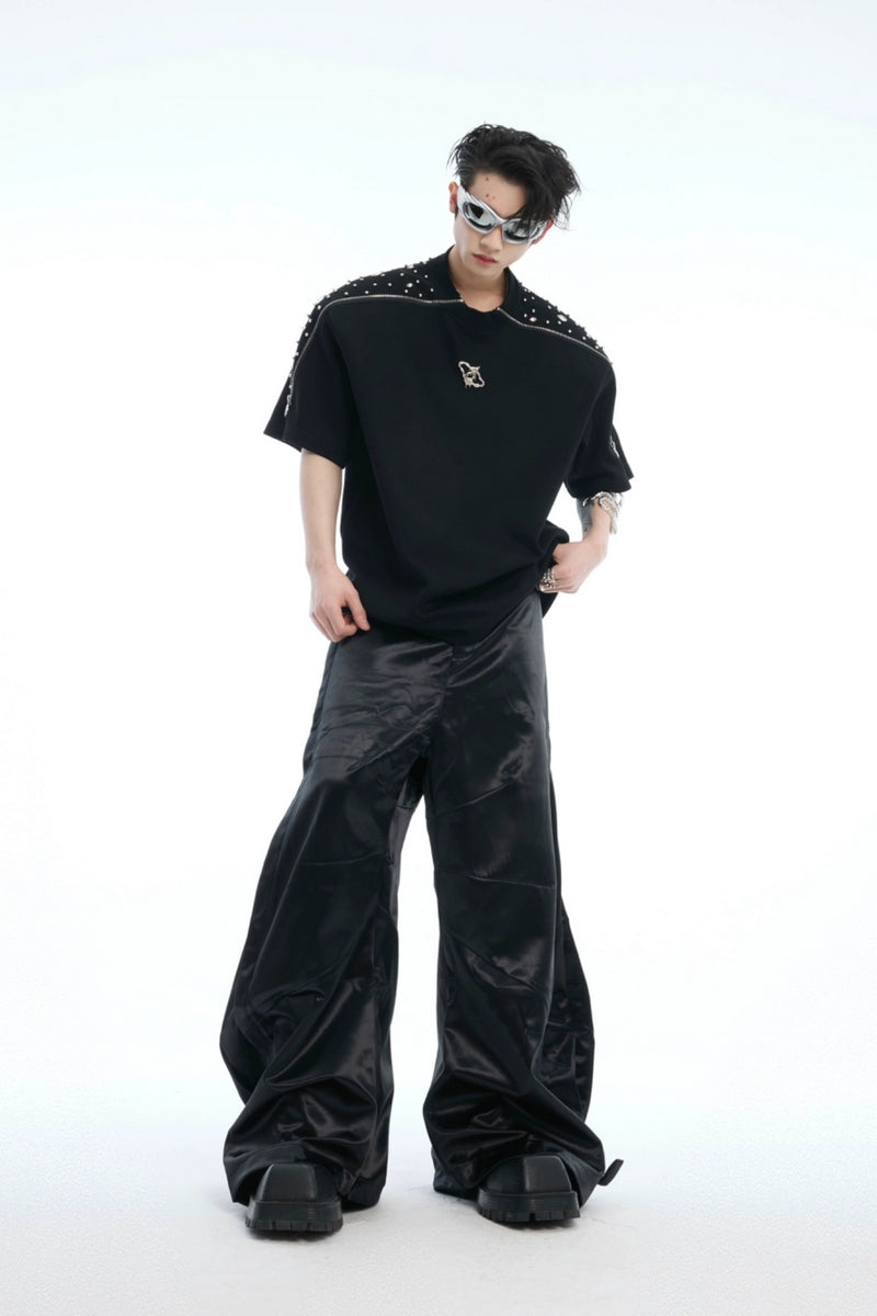 Rhinestone Zipper Detail T-Shirt