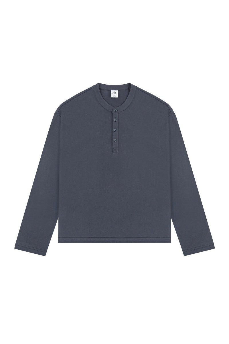 Boxy Henley Long Sleeve Tee
