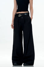 Pleated Rivet Relaxed Dress Trousers