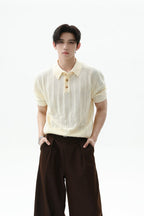 Textured Vintage Knit Polo Tee
