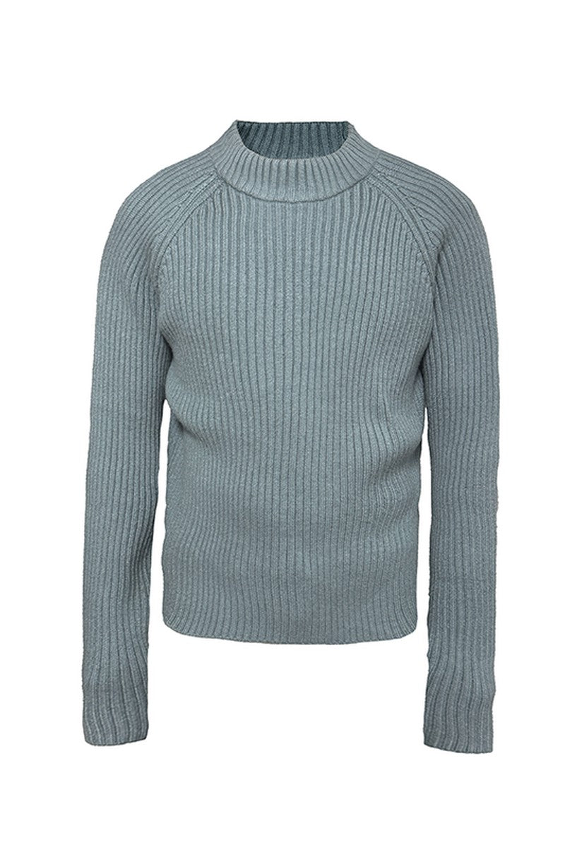 Ribbed Raglan Knit Sweater