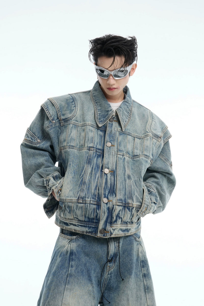 Distressed Armor Denim Jacket