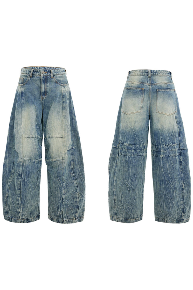 Distressed Wide-Leg Jeans