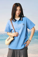 Colorblock Textured Embroidered Polo