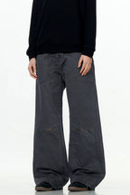 Washed Straight-Leg Cargo Pants