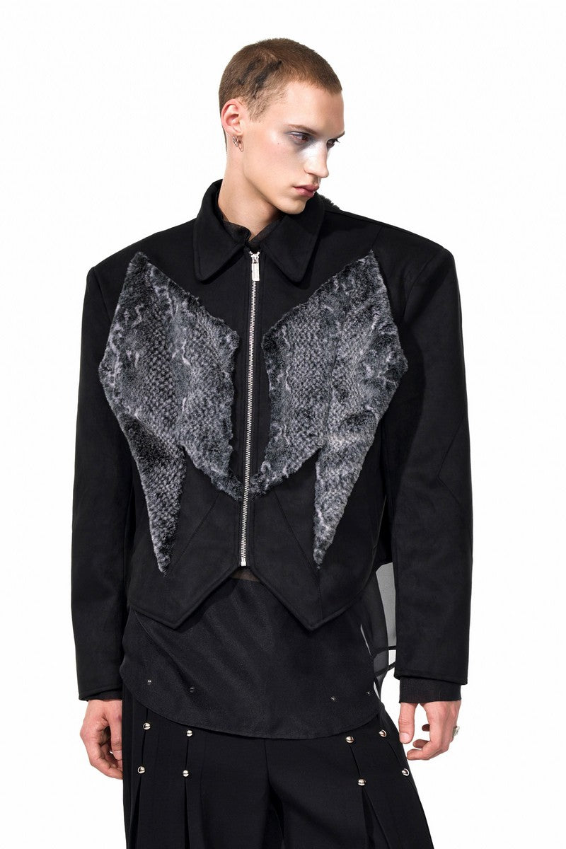 Snake Print Faux Fur Jacket