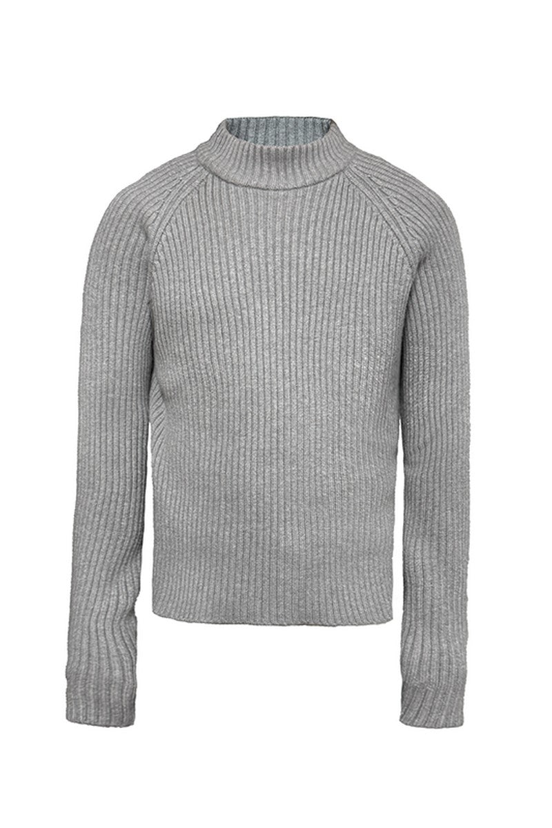 Ribbed Raglan Knit Sweater
