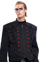 Drawstring Cropped Stand Collar Jacket