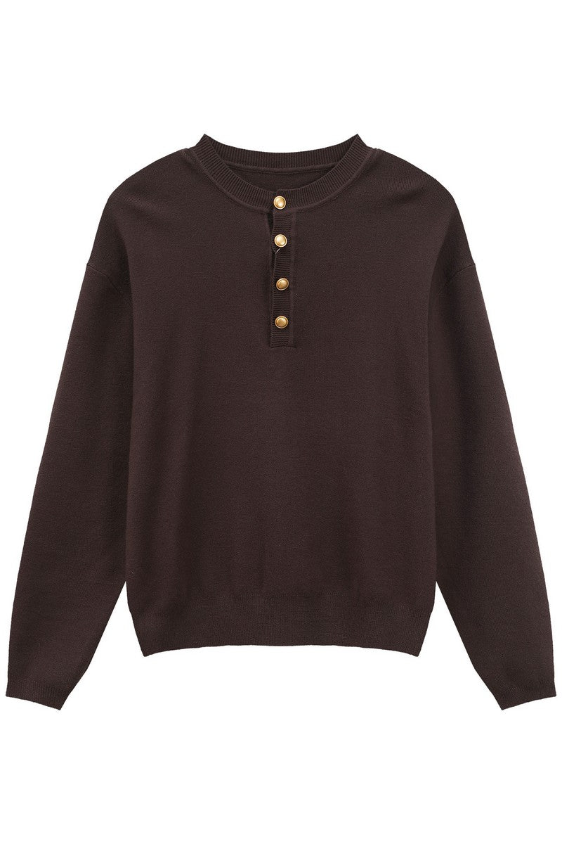 Henley Wool Knit Sweater