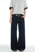 Dark Blue Basic Straight Jeans