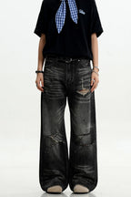 Black Gray Ripped Jeans