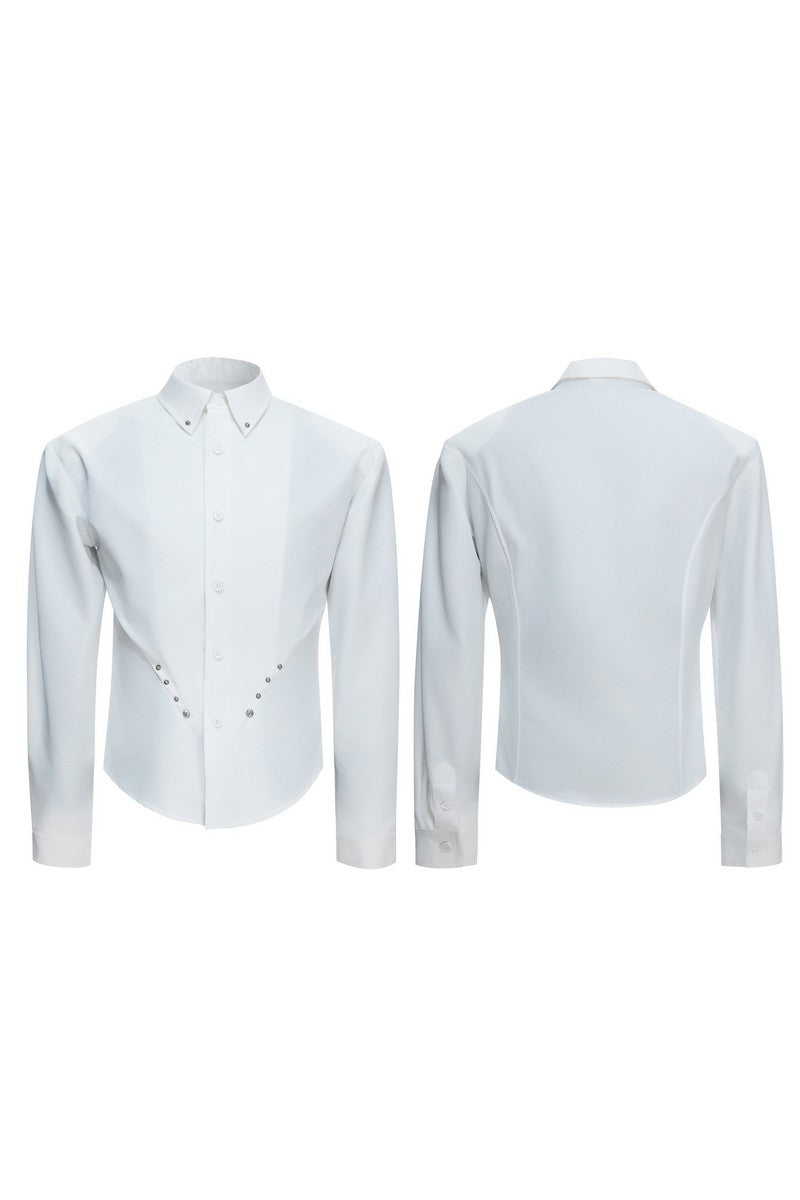 Studded Waist Pleated Shirt