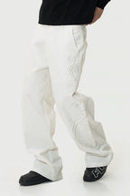 Heart Embroidery Wide Leg Pants