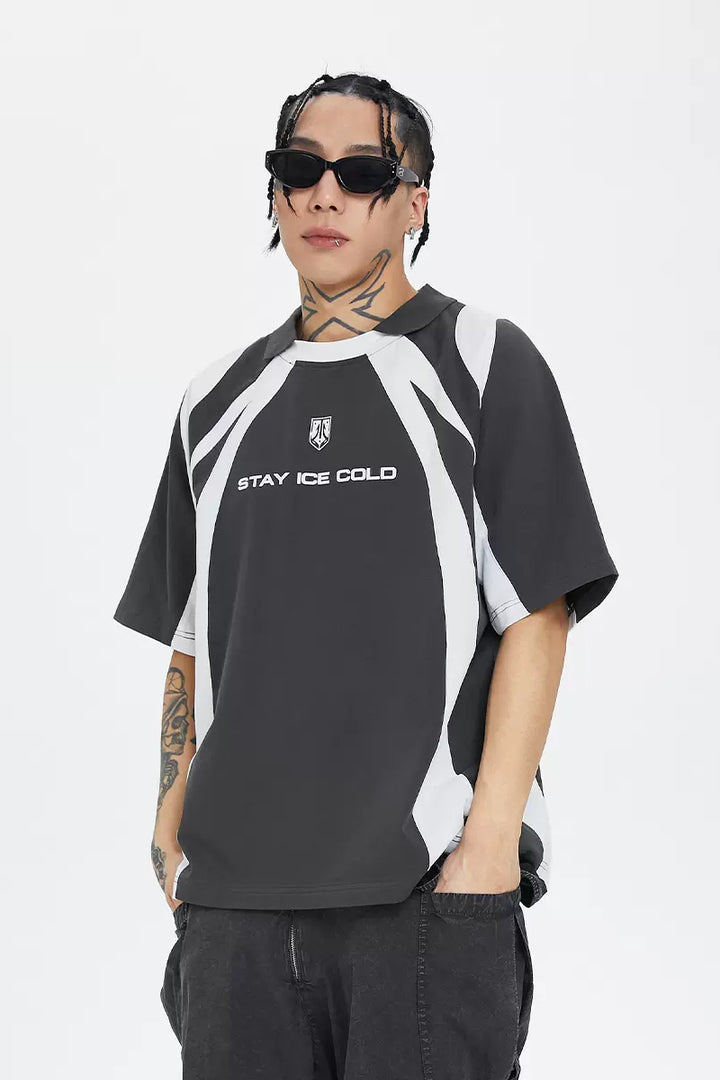 Deconstructed Heavy Print Polo Shirt