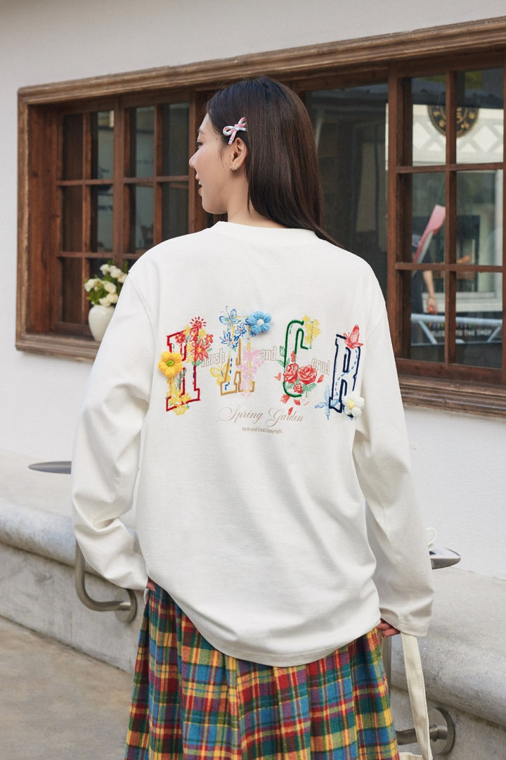 Yarn Flower Embroidery Tee
