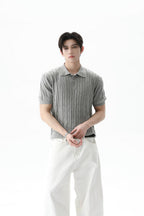 Cable Knit Polo Short Sleeve Tee