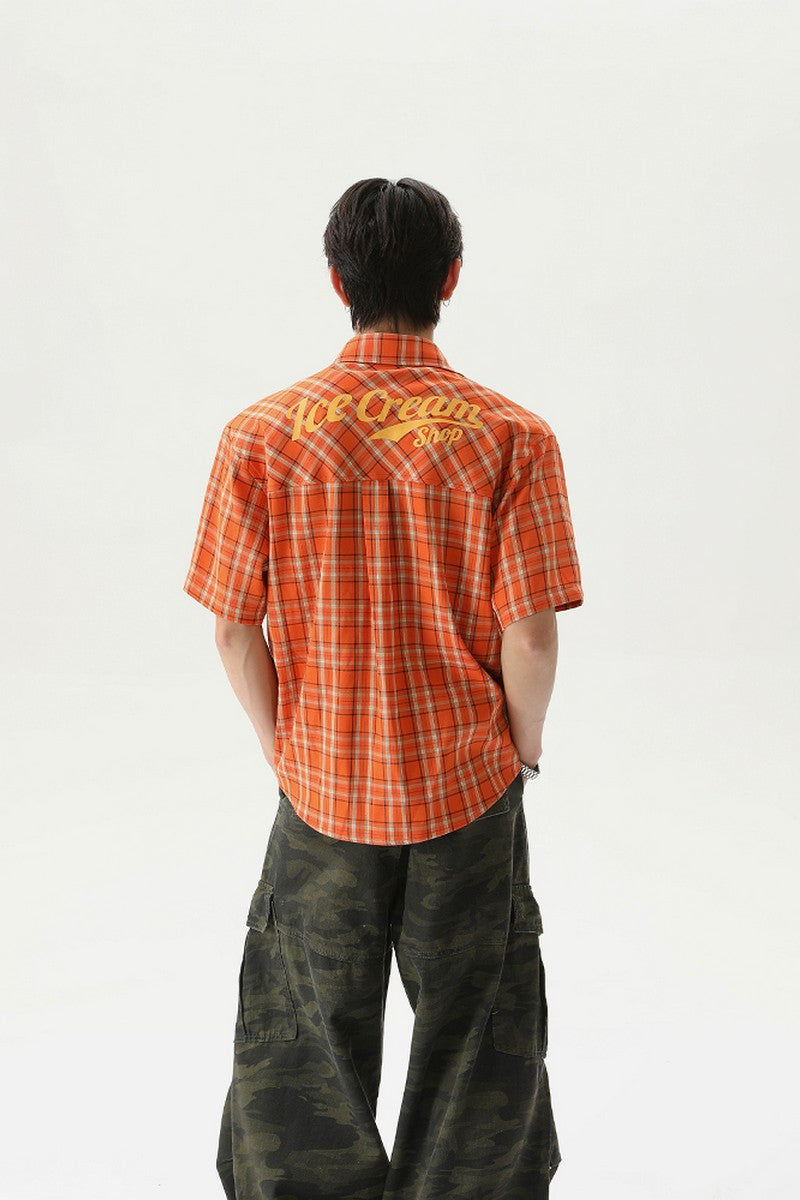 Retro Plaid Short Sleeve Shirt
