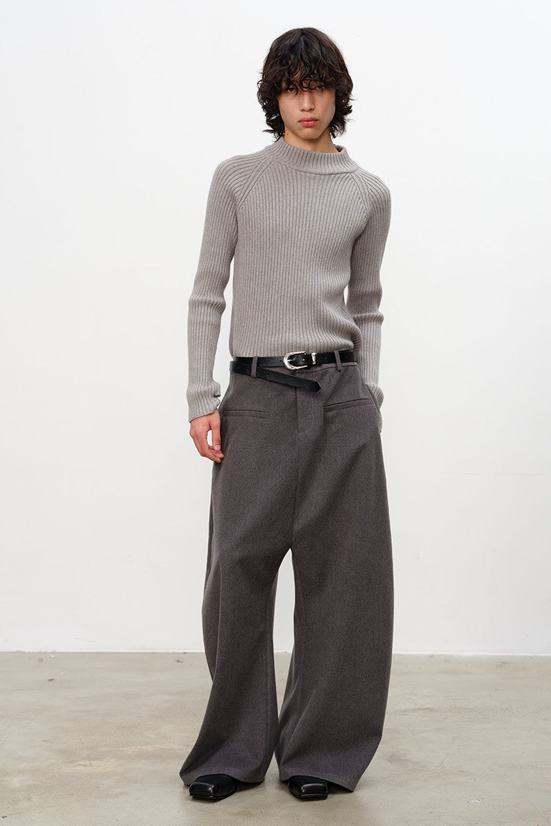 Ribbed Raglan Knit Sweater