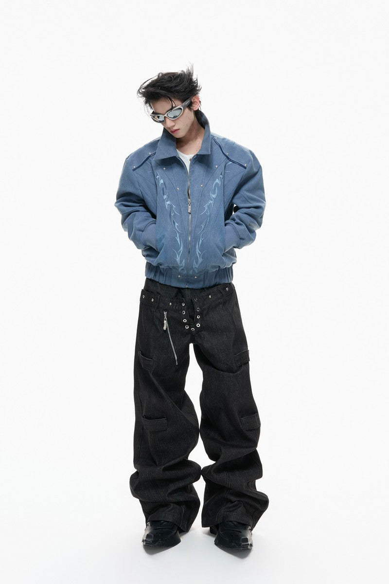 Washed Canvas Studded Jacket