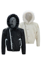 Colorblock Faux Mink Hooded Jacket