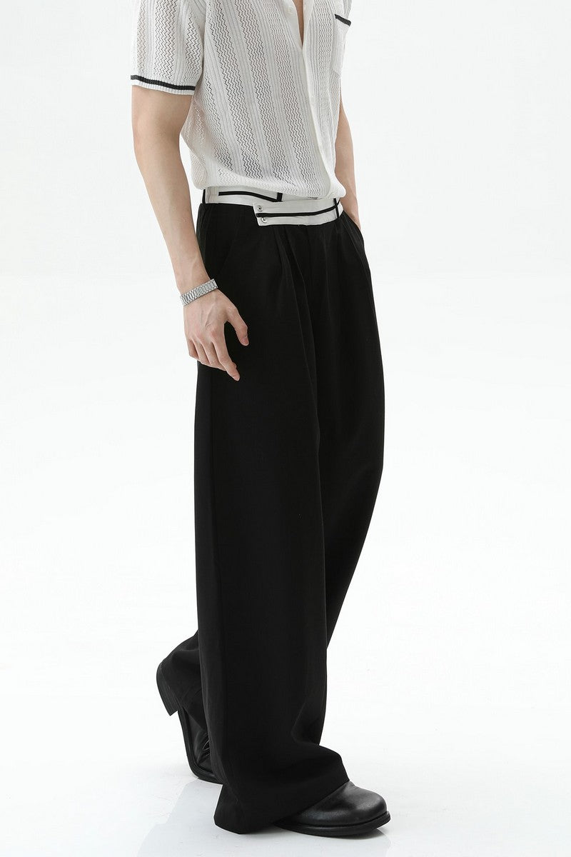 Asymmetrical Waist Pleated Trousers